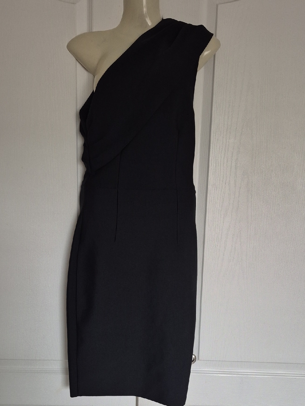 Asymmetric One-Shoulder Black Bodycon  Sheath Dress